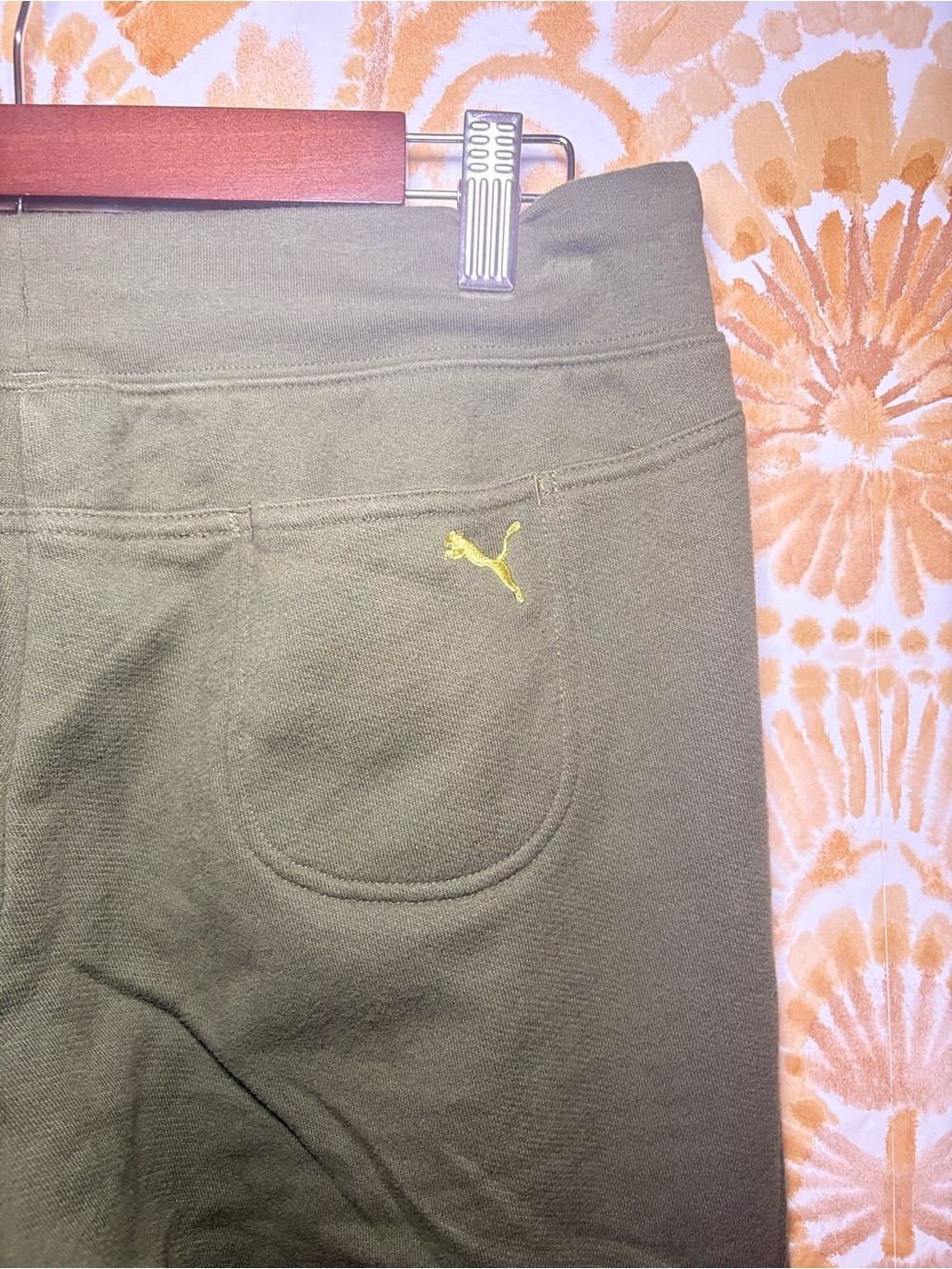 PUMA Women's Green Cropped Yoga Pants Drawstring Athletic Lounge Capri Athleisur - Picture 8 of 10